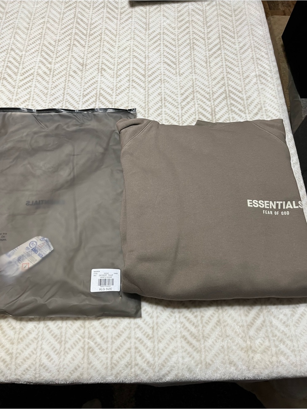 Essentials Men’s Taupe Hoodie XL with White Logo